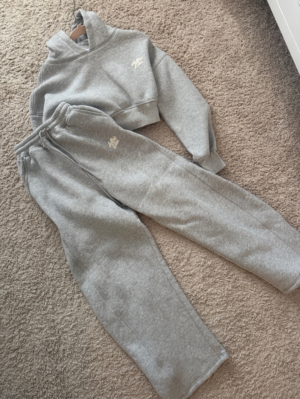 Women's Grey Cropped Hoodie Sweatshirt - Relaxed Fleece Pullover